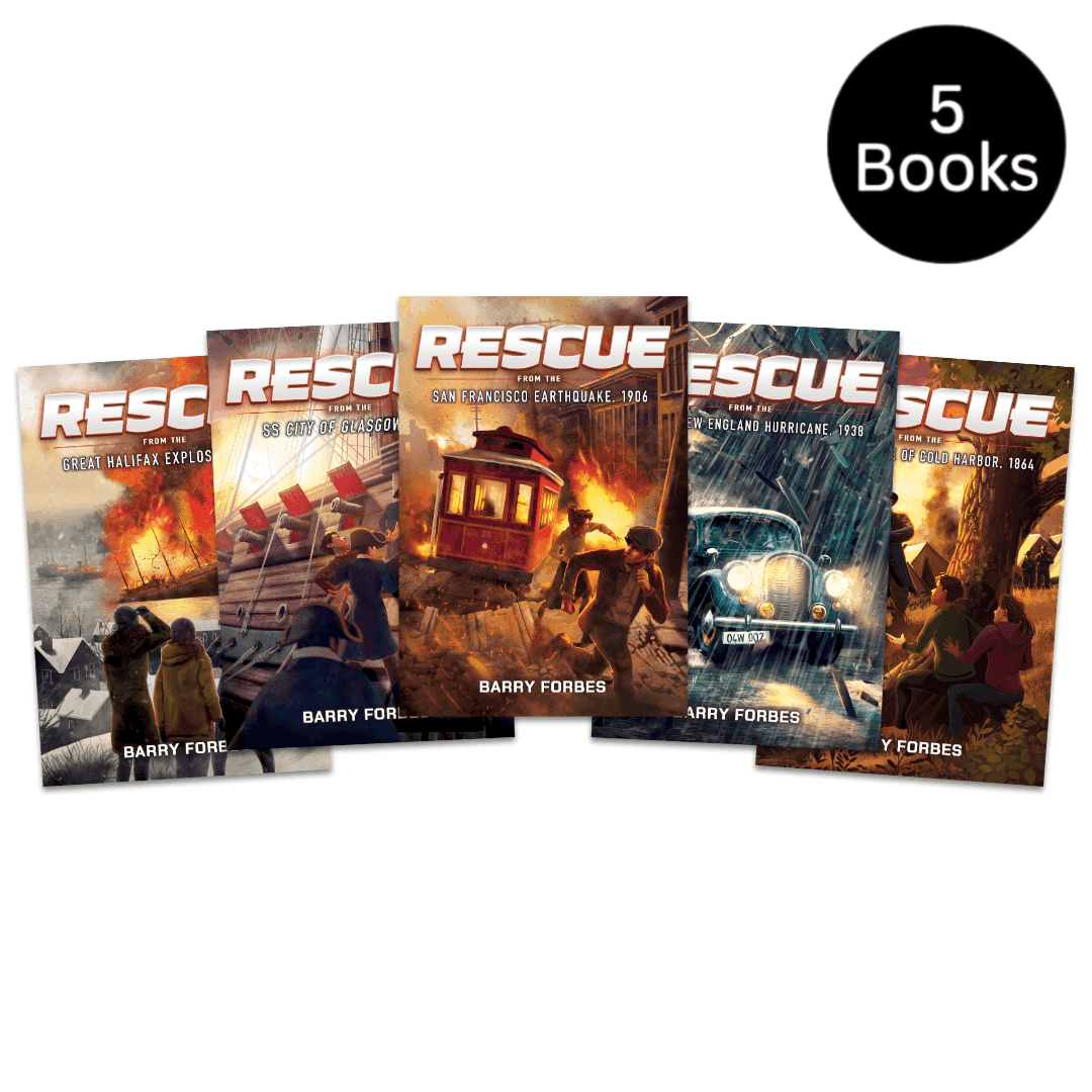 History chapter books for kids ages 7-12, Rescue From Series 5-pack featuring thrilling historical rescues by Barry Forbes.