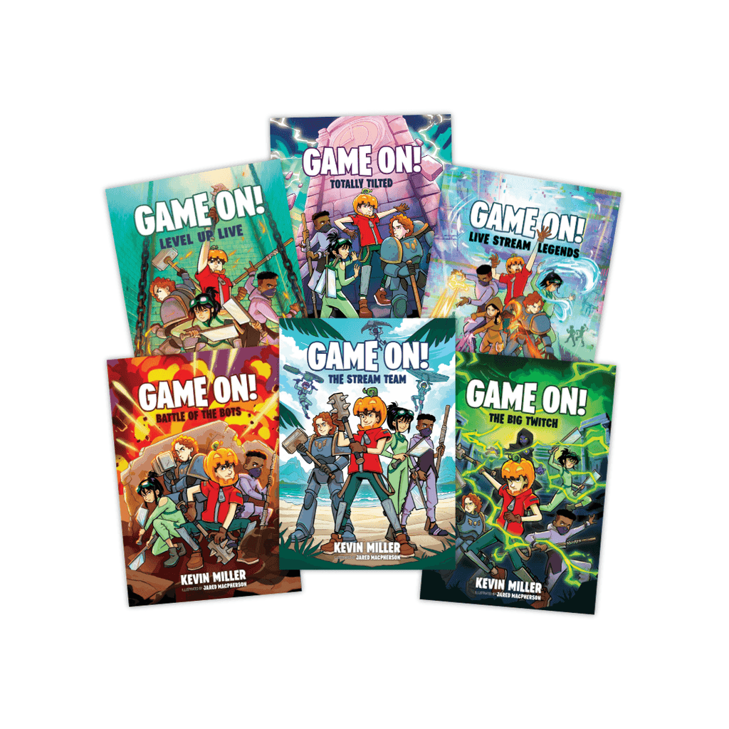 Game On! Series (6-Pack) book bundle for young gamers ages 8-12 featuring colorful covers with gaming-themed adventures and characters.